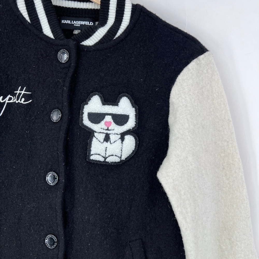Karl Lagerfeld Paris Choupette‎ Cat Varsity Jacket Spell Out Size S - Picture 2 of 8